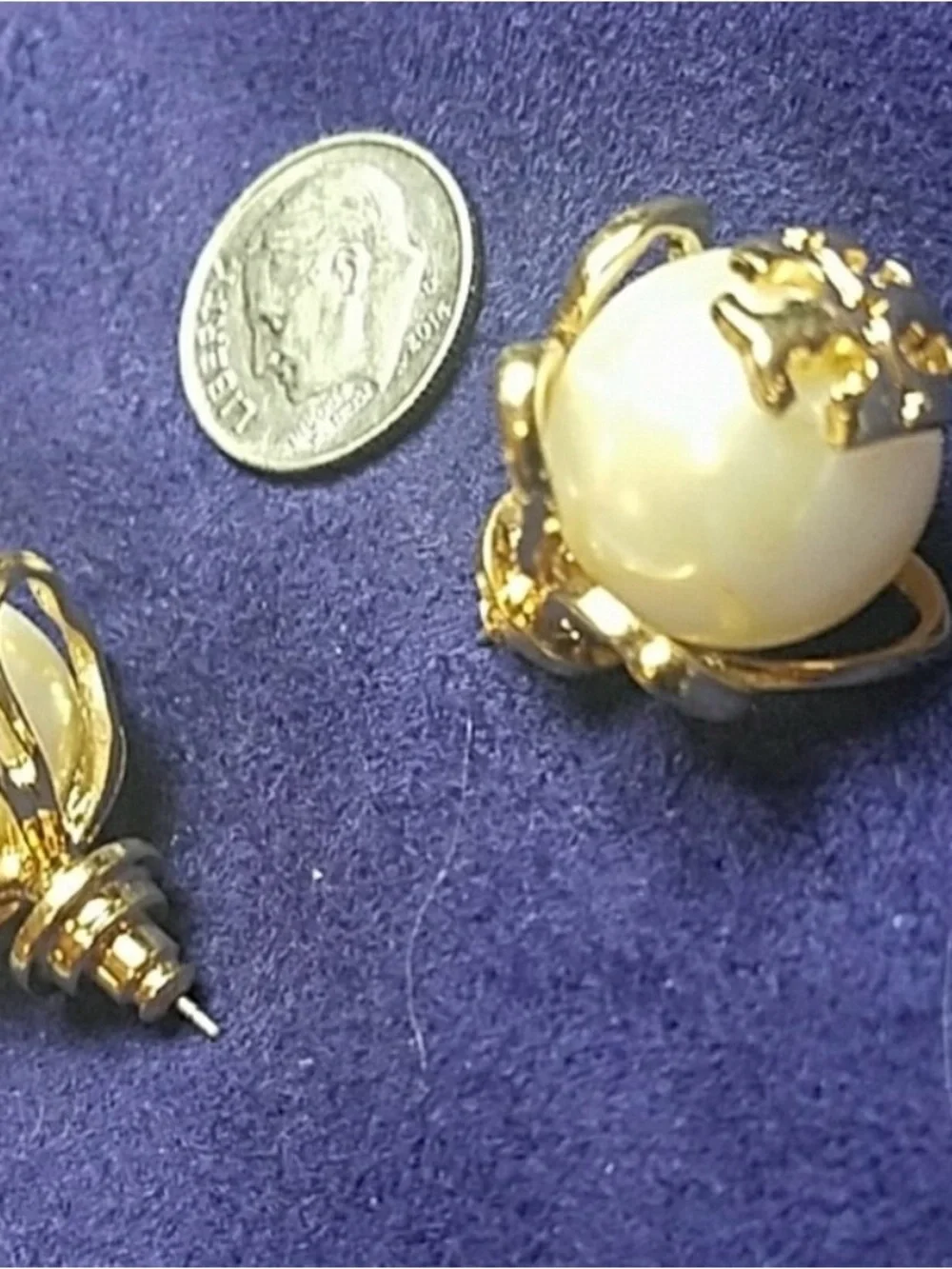 Tory Burch Gold-Tone Logo Pearl Flower Stud Earrings